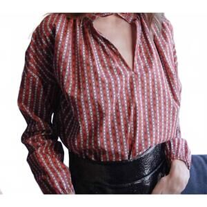 NEW NEVER A WALLFLOWER vicki beetle stripe top in rust